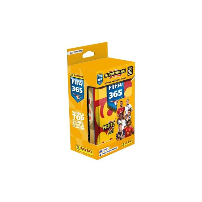 PANINI FIFA 365 20252026 ADRENALYN plechová krabička (hranatá) 01-8921