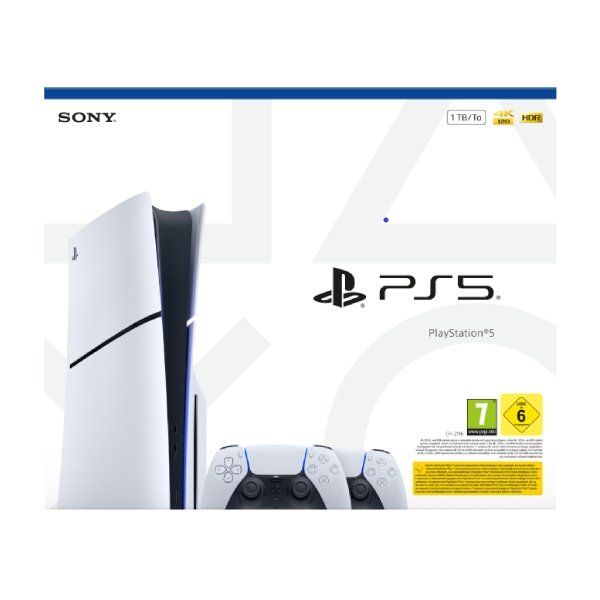 PlayStation 5 1TB (Model Slim) + PlayStation 5 DualSense Wireless Controller, black & white CFI-2116
