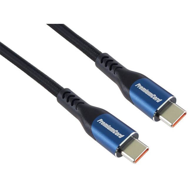 PremiumCord USB-C kábel ( USB 3.2 GEN 2x2, 5A, 100W, 20Gbit/s ) bavlnený oplet, 0.5m