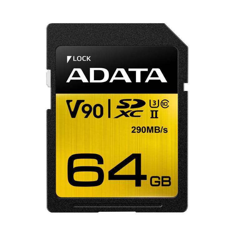 A-Data Premier ONE SDXC UHS-II U3 64GB | Class 10, rýchlosť 290260MBs (ASDX64GUII3CL10-C) ASDX64GUII3CL10-C