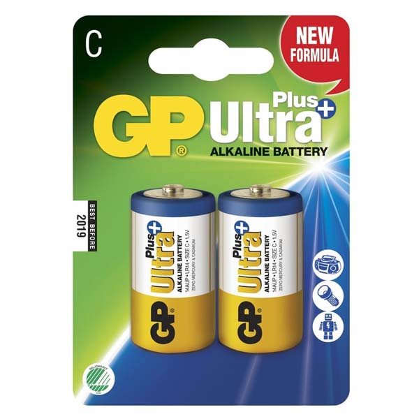 Alkalická batéria typ C, GP Ultra Plus, 2 kusy 219985103