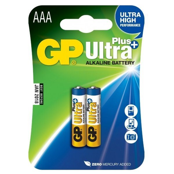 Alkalická mikrotužková batéria AAA, GP Ultra Plus, 2 kusy 2199851020