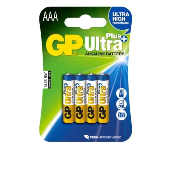 Alkalická mikrotužková batéria AAA, GP Ultra Plus, 4 kusy 219985101