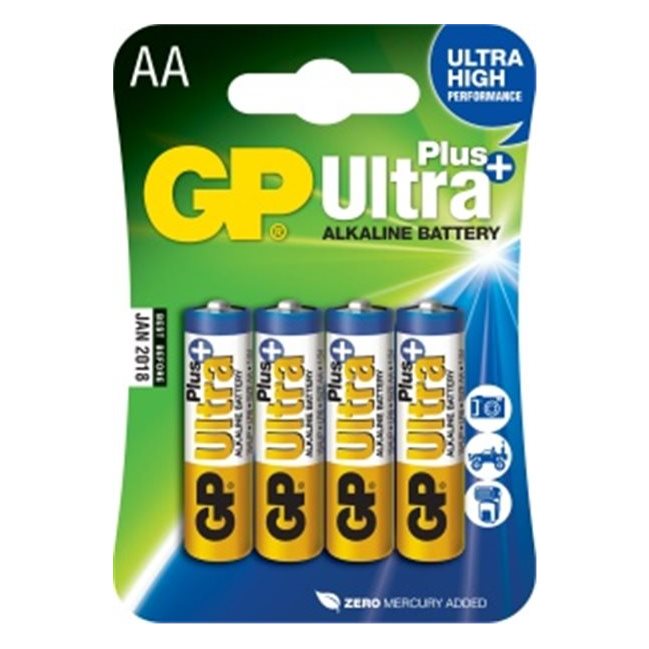 Alkalická tužková batéria AA, GP Ultra Plus, 4 kusy