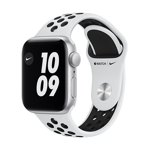 Apple Watch Nike SE GPS, 44mm strieborná Aluminium Case with Pure Platinum/čierna Nike Sport Band - Regular