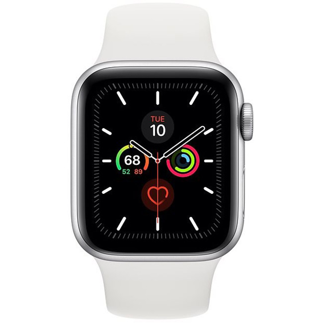 Apple Watch Series 5 GPS, 40mm strieborná Aluminium Case with biela Sport Band