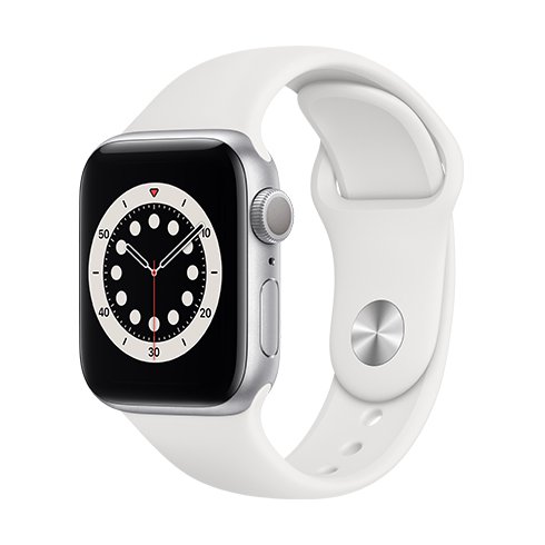 Apple Watch Series 6 GPS, 40mm Silver Aluminium Case with White Sport Band, Trieda B - použité, záruka 12 mesiacov