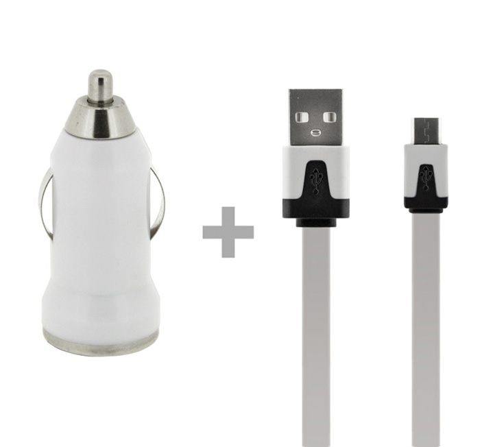 Autonabíjačka 4 OK a Dátový kábel USB, 1 AMP, biela