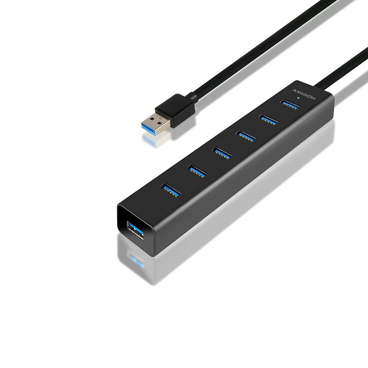 E-shop AXAGON HUE-SA7BP 7x USB 3.0 hub s podporou rýchlonabíjania, Black HUE-SA7BP