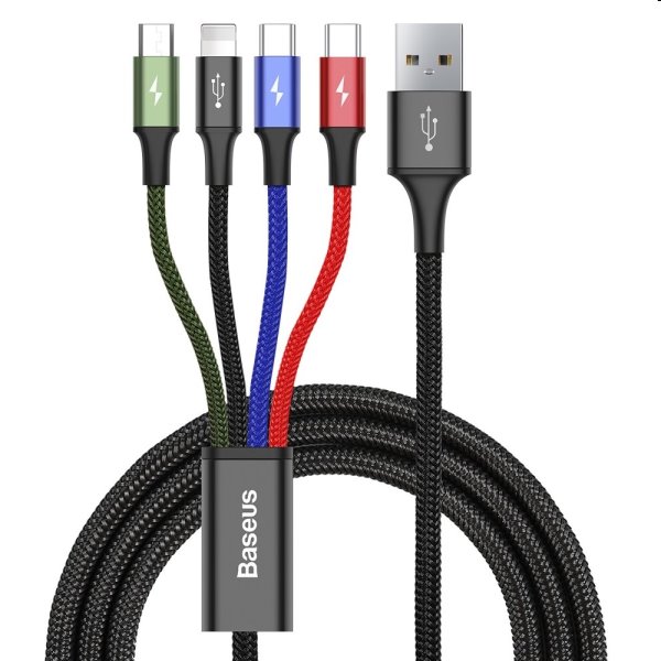 Baseus Fast 4v1 kábel USB-A/Micro-USB, Lightning, 2 x USB-C 3.5A 1,2 m