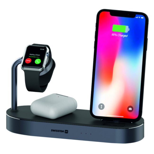 Bezdrôtová nabíjačka Swissten 4in1 MFi pre Apple zariadenia Bezdrôtová nabíjačka Swissten 4in1 MFi pre Apple zariadenia