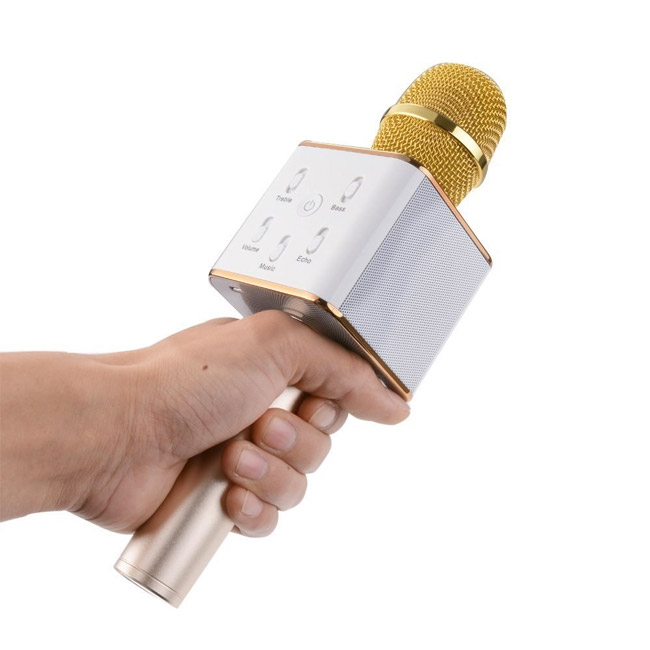 Bezdrôtový karaoke mikrofón, zlatý