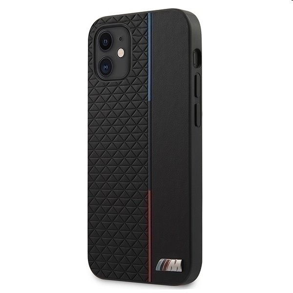 BMW PU Triangles Tricolor Line Kryt pre iPhone 12 mini, Black