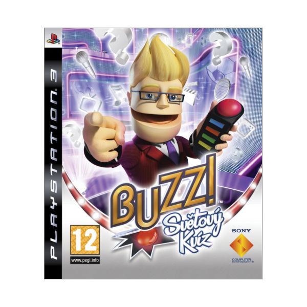 Buzz!: Svetový kvíz CZ + bezdrôtové Buzz! ovládače [PS3] - BAZÁR (použitý tovar)