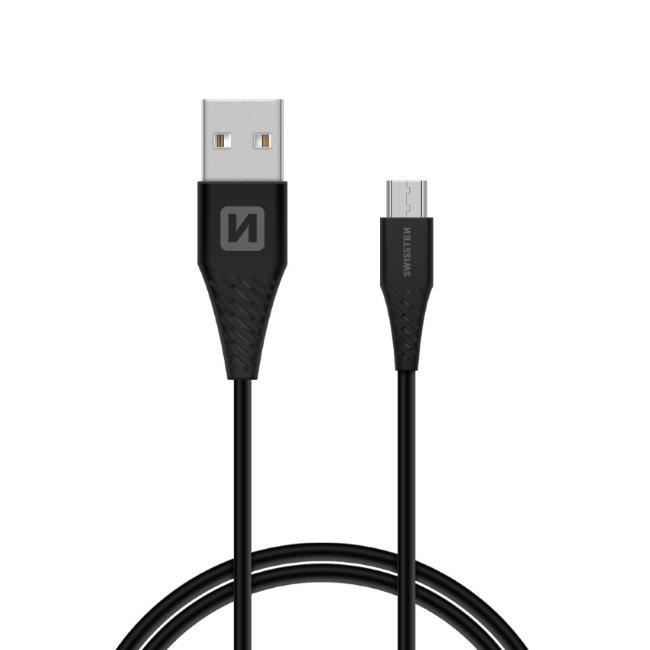 E-shop Dátový kábel Swissten s pčervenýĺženým Micro-USB konektorom pre odolné telefóny, čierny 71504303