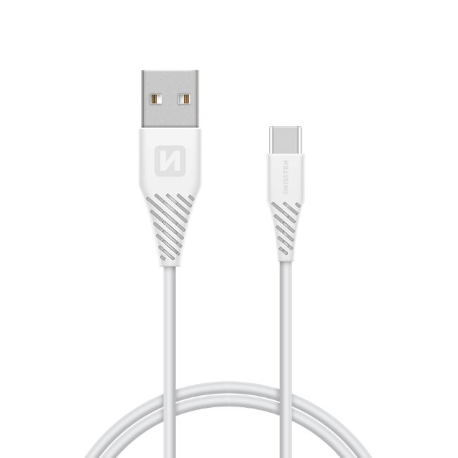 E-shop Dátový kábel Swissten s pčervenýĺženým USB-C konektorom pre odolné telefóny, biely 71504402