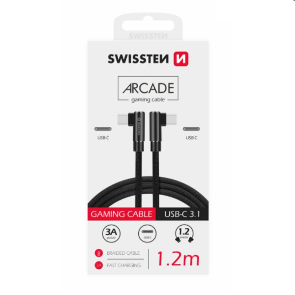 Dátový kábel Swissten USB-CUSB-C textilný s podporou rýchlonabíjania, čierny 71528800