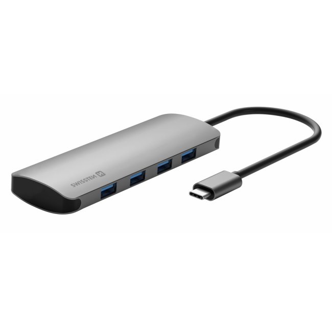 Hliníkový USB-C HUB Swissten 4 v 1, 4 x USB 3.0