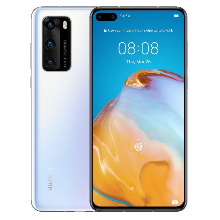 Huawei P40, 8/128GB, Dual Sim, Ice White, Trieda C - použité, záruka 12 mesiacov