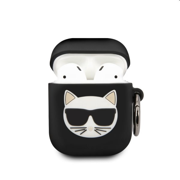 Karl Lagerfeld Choupette silikónový obal pre Apple AirPods 1/2, čierny Karl Lagerfeld Choupette silikónový obal pre Apple AirPods 1/2, čierny