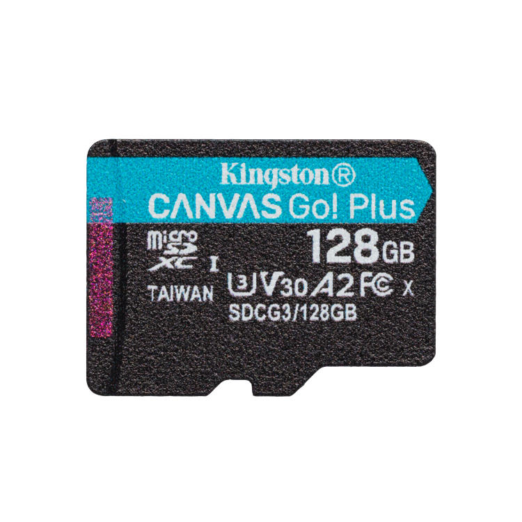 E-shop Kingston Canvas Go Plus Micro SDXC 128 GB, UHS-I U3 A2, Class 10 - rýchlosť 17090 MBs SDCG3128GBSP