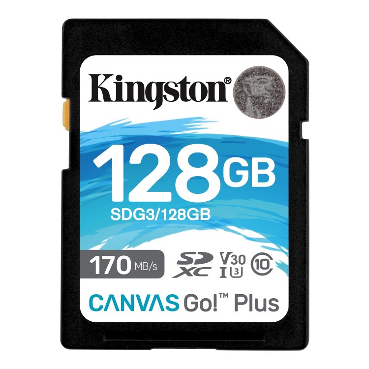 Kingston 128GB SecureDigital Canvas Go! Plus (SDXC), 170R 90W Class 10 UHS-I U3 V30