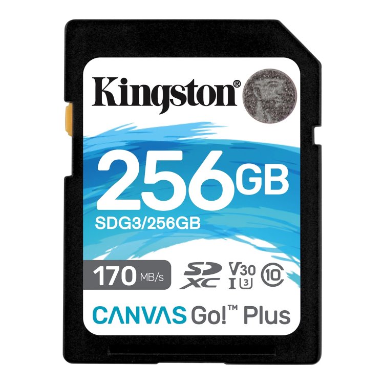 Kingston 256GB SecureDigital Canvas Go! Plus (SDXC), 170R 90W Class 10 UHS-I U3 V30