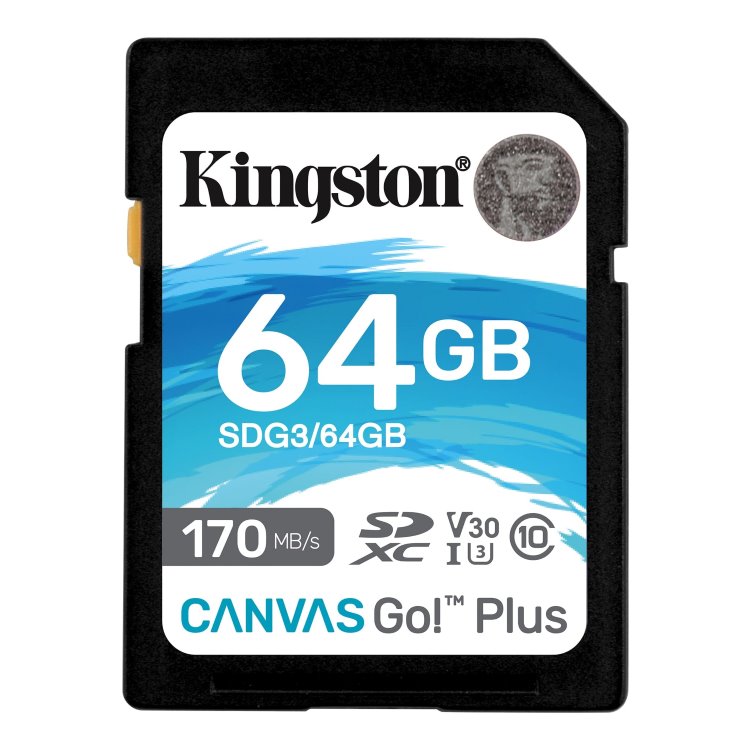 Kingston Canvas Go Plus Secure Digital SDXC UHS-I U3 64 GB | Class 10, rýchlosť 170/70 MB/s (SDG3/64 GB)