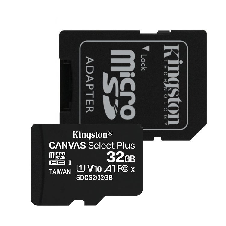 Kingston Canvas SeIect Plus Micro SDHC 32GB + SD adaptér, UHS-I A1, Class 10 - rýchlosť 100 MBs SDCS232GB