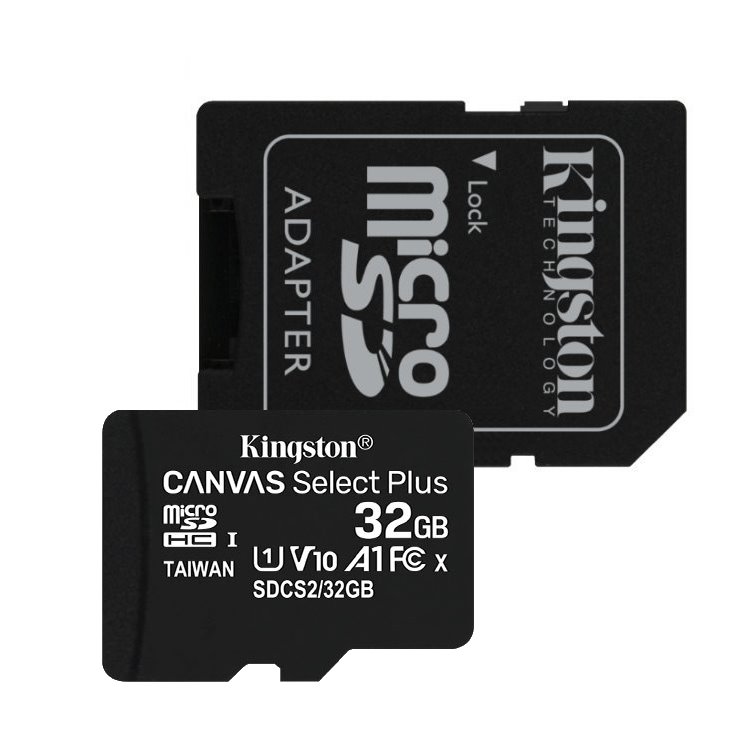 Kingston 32GB microSDHC Canvas Select Plus 100R A1 C10 Card + adaptér