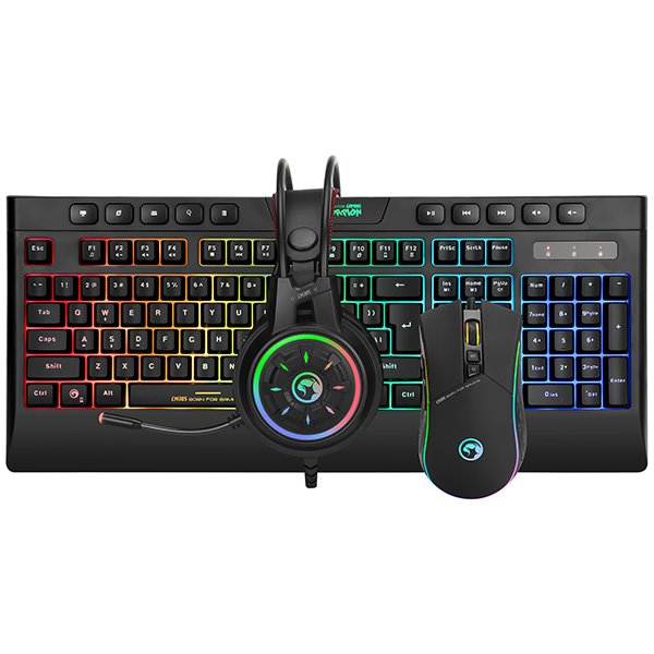 Marvo CM305, RGB sada klávesnice s hernou myšou a slúchadlami, CZSK, herná, membránová typ drôtová (USB), čierna, RGB CM305 CZSK