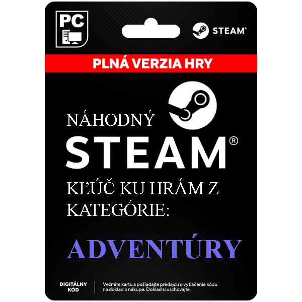 Náhodný Steam kľúč na dobrodružne hry [Steam]