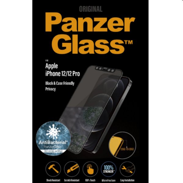 Ochranné sklo PanzerGlass Case Friendly AB pre Apple iPhone 12 Pro, čierne