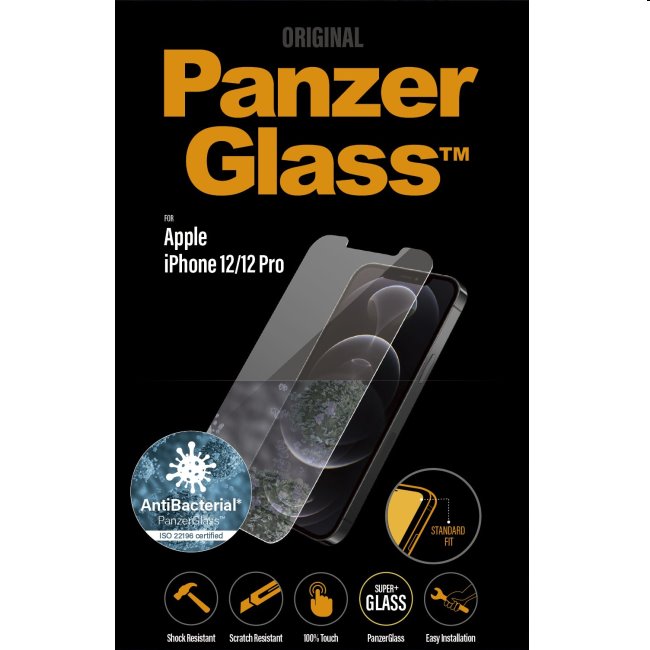 Ochranné sklo PanzerGlass Standard Fit AB pre Apple iPhone 12, 12 Pro, priesvitné