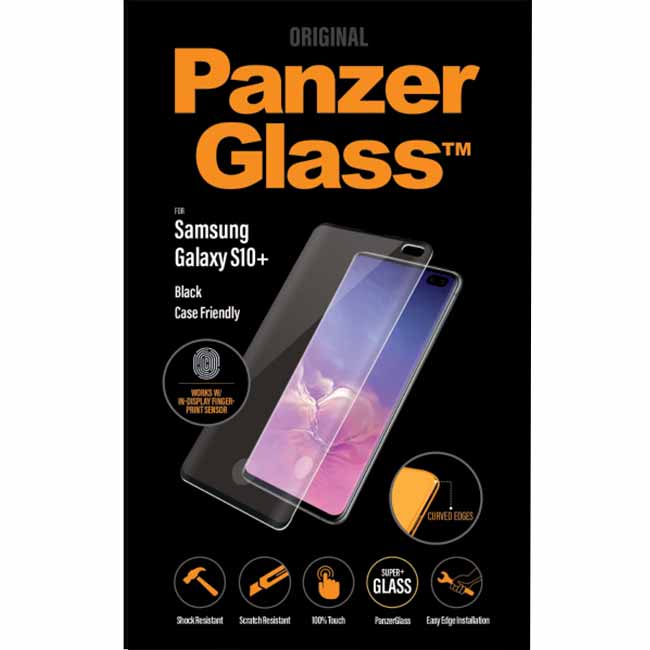 Ochranné temperované sklo PanzerGlass Case Friendly pre Samsung Galaxy S10+ - G975F, Fingerprint komp., čierne