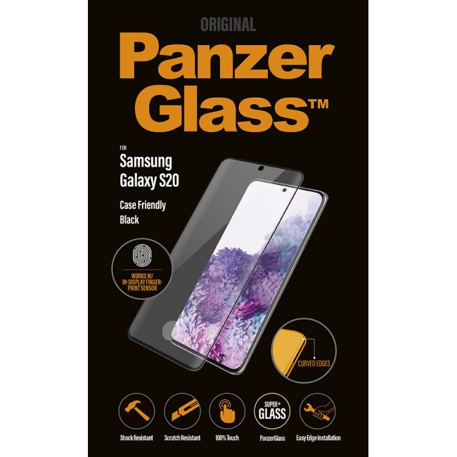 Ochranné temperované sklo PanzerGlass Case Friendly pre Samsung Galaxy S20 Plus - G985F, Fingerprint komp., black