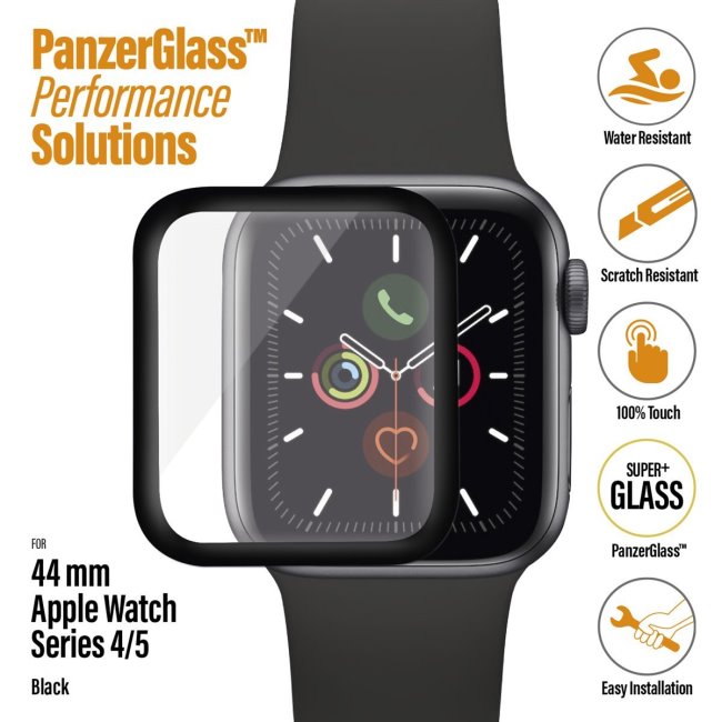 Ochranné temperované sklo PanzerGlass pre Apple Watch 4/5 44 mm, black Ochranné temperované sklo PanzerGlass pre Apple Watch 4/5 44 mm, black