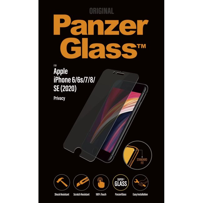 Ochranné temperované sklo PanzerGlass s privátnym filtrom pre Apple iPhone 6/6s/7/8/SE 2020, clear