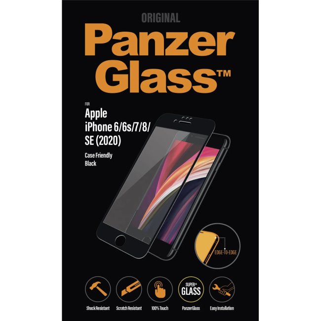 Ochranné temperované sklo PanzerGlass Curved pre Apple iPhone SE a iPhone 8/7/6s/6, čierne 2701