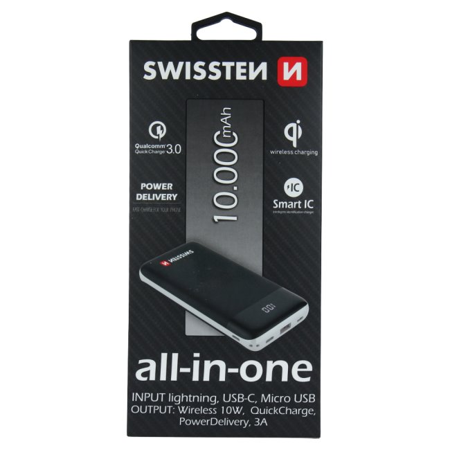 Powerbanka Swissten All-In-One 10000 mAh, čierna 22013927