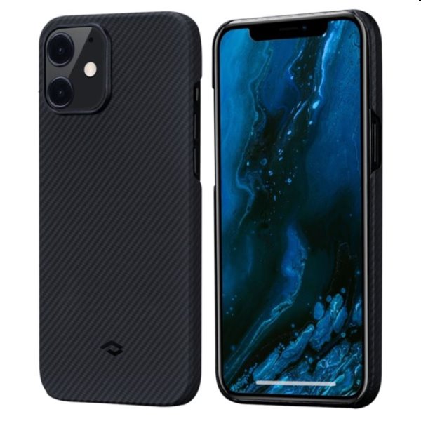 Puzdro Pitaka Air z aramidových vlákien pre iPhone 12 mini, čierne/šedé