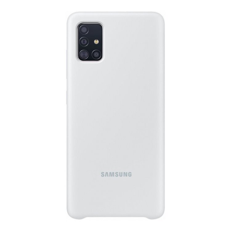 Puzdro Samsung Silicone Cover EF-PA715TSE pre Samsung Galaxy A71 - A715F, Silver