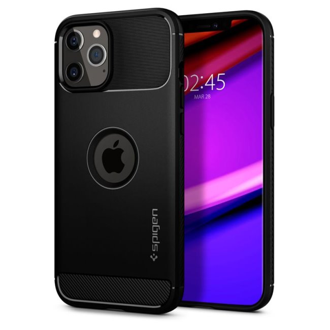 Zadný kryt Spigen Rugged Armor pre Apple iPhone 12/12 Pro, čierna