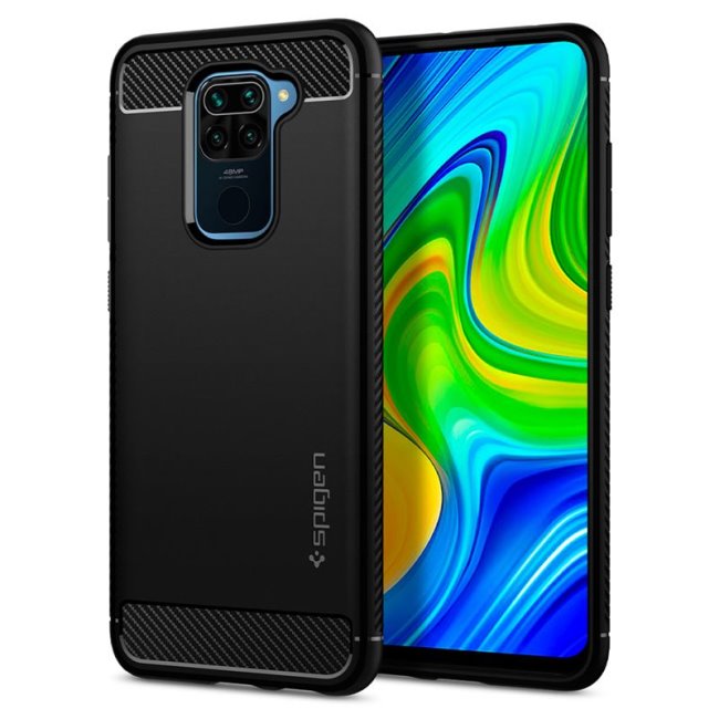 Puzdro Spigen Rugged Armor pre Xiaomi Redmi Note 9, čierne