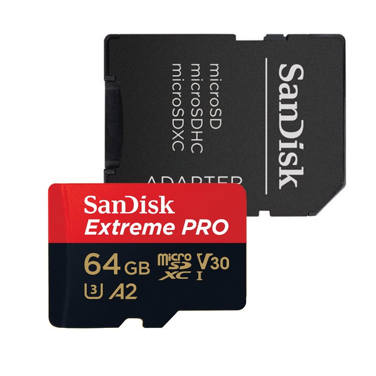 SanDisk Micro SDXC Extreme Pro 64GB + SD adaptér, UHS-I U3 A2, Class 10 - rýchlosť 17090 MBs (SDSQXCY-064G-GN6MA) SDSQXCY-064G-GN6MA