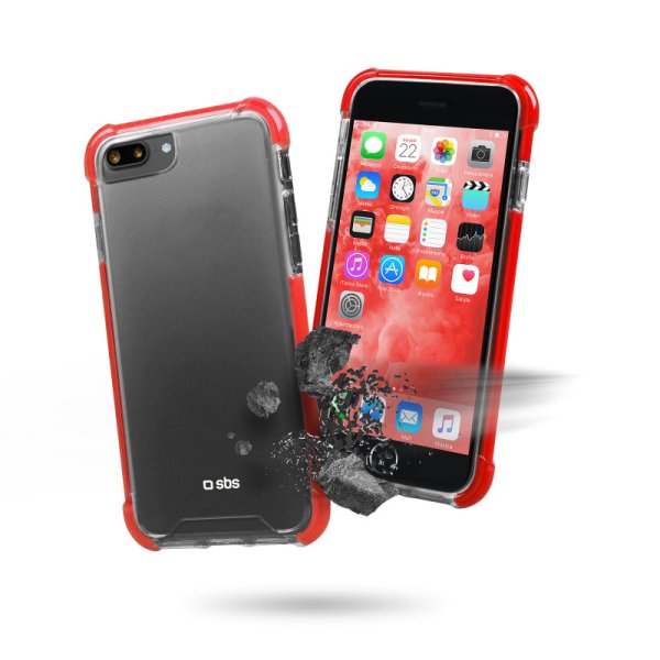 SBS puzdro Hard Shock pre iPhone 8/7 Plus, transparentné červené