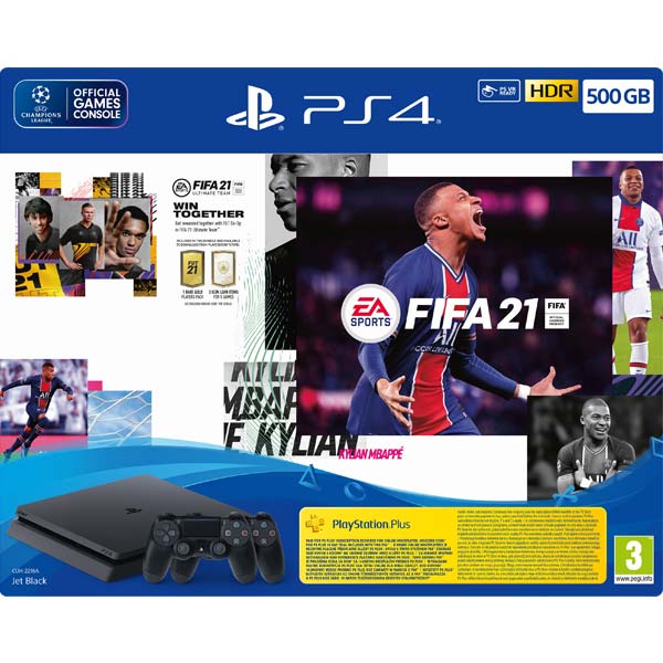 Sony PlayStation 4 Slim 500 GB + FIFA 21 + DualShock 4 + PS Plus 14 dní - OPENBOX (Rozbalený tovar s plnou zárukou)