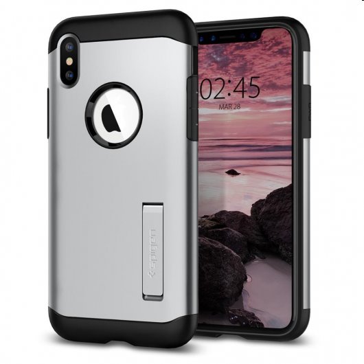 Spigen kryt Slim Armor pre iPhone XS Max, satin silver