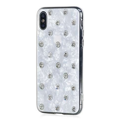 Swarovski kryt Polka Dots pre iPhone XSX - Pearl WhiteCrystal IPXS-PD-WH-CRY