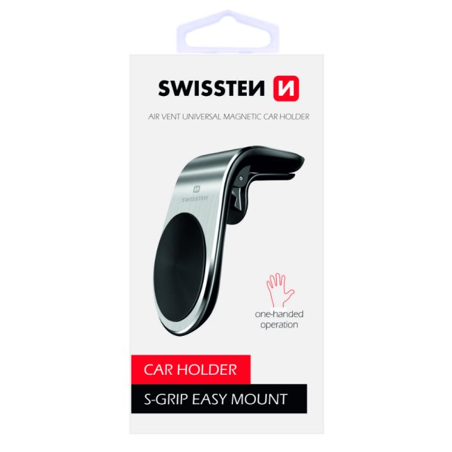 E-shop Swissten magnetický držiak do ventilácie auta S-Grip easy mount, strieborná 65010701